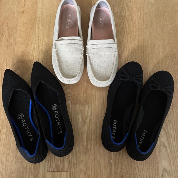 Rothy's Shoes - 3 Pairs of Rothy's Flats - The Point, The Ballet & The Driver